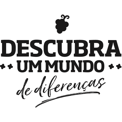 Ilustração com o texto “Descubra um mundo de diferenças” e um ícone de cacho de uvas
